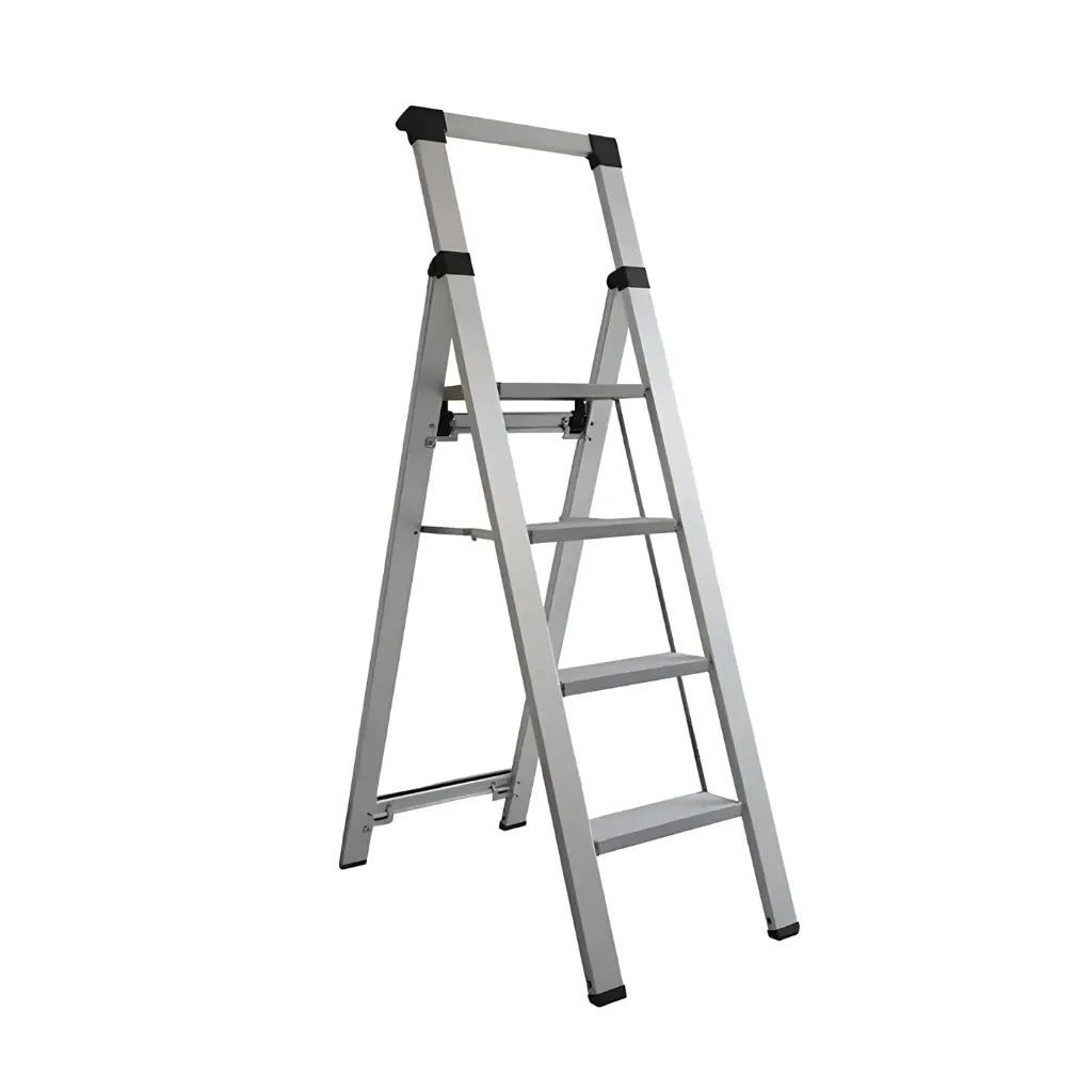 Escalera de aluminio tipo taburete plegable 4 peldaños - Bauhart