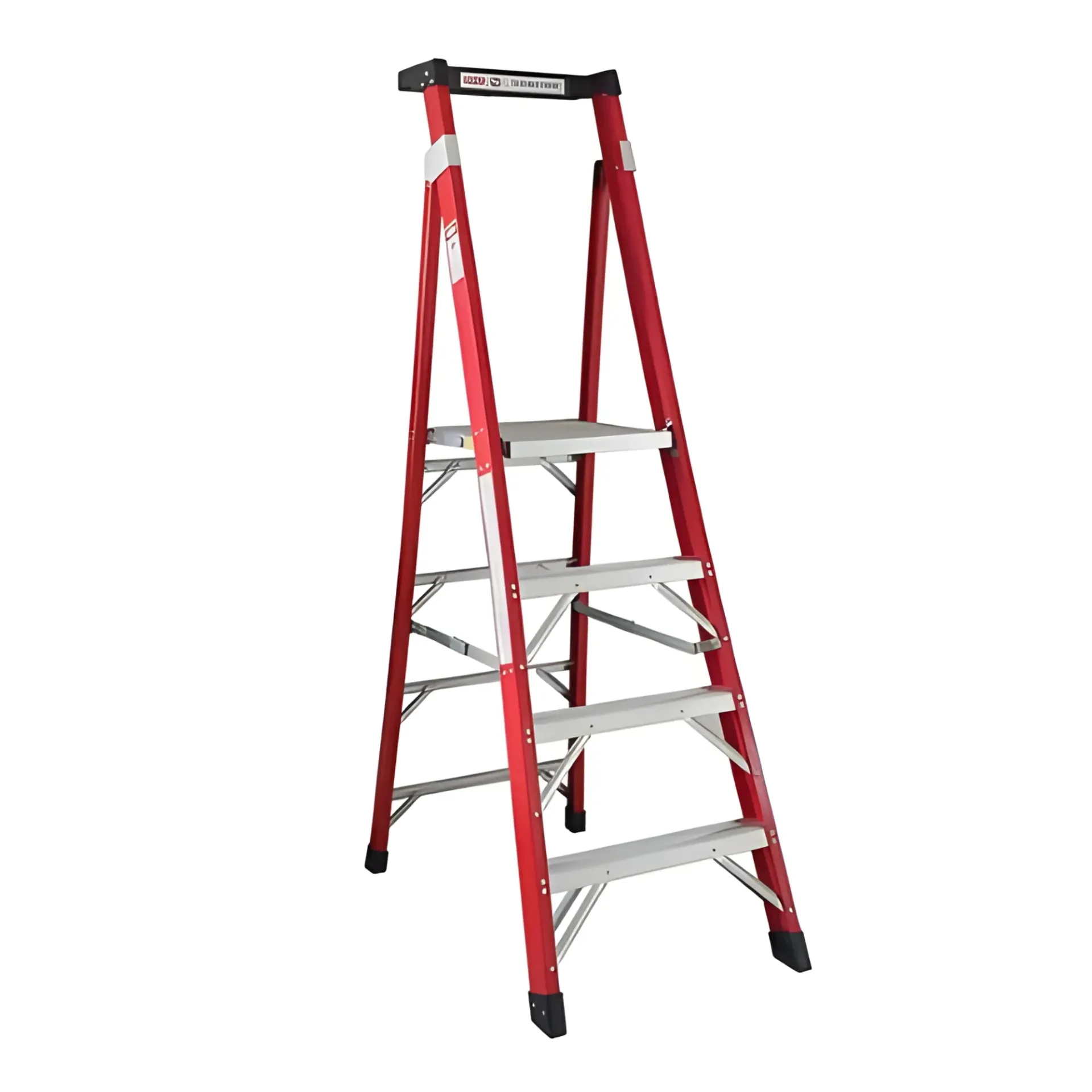 Escalera Certificada Tipo Tijera de Fibra / Aluminio con plataforma 4 peldaños - Bauhart